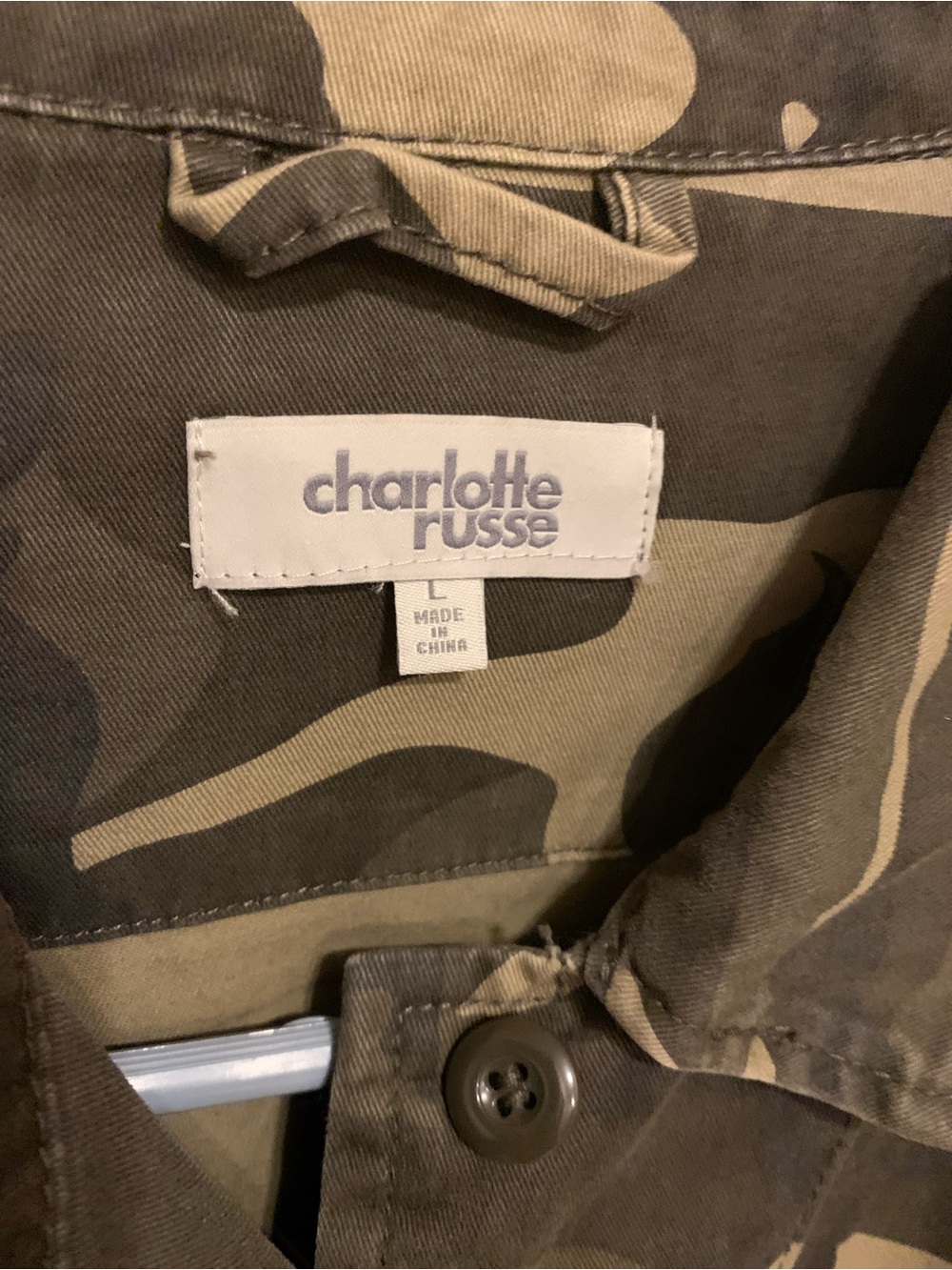 Women’s Lightweight Camo Jacket Charlotte Russe waist Length Sz Large - Picture 4 of 7